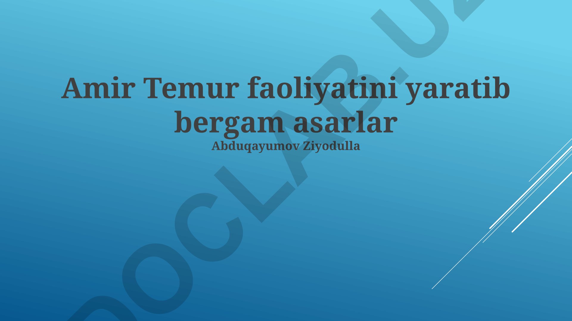 Amir Temur faoliyatini yaratib bergam asarlar