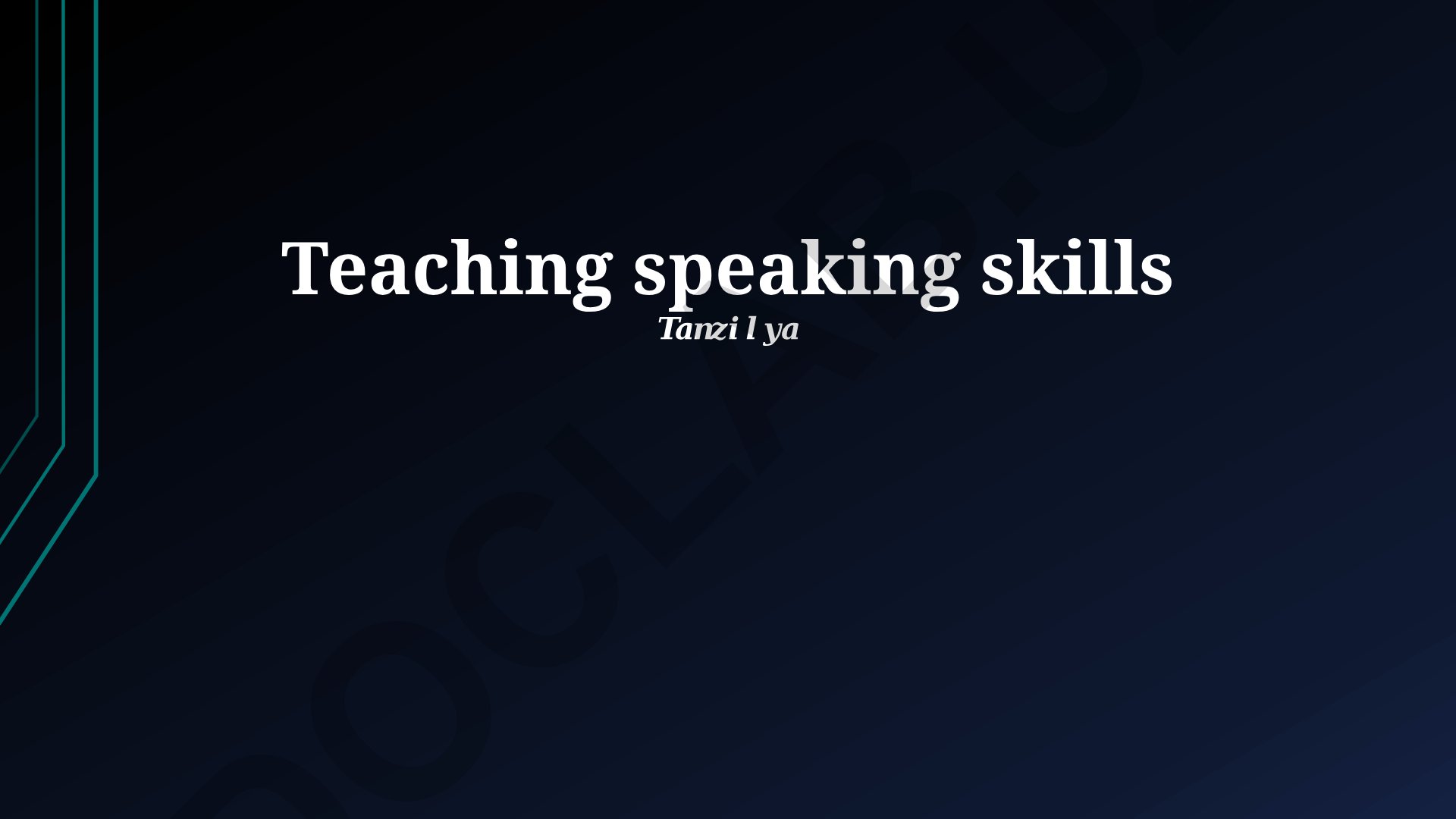 Teaching speaking skills