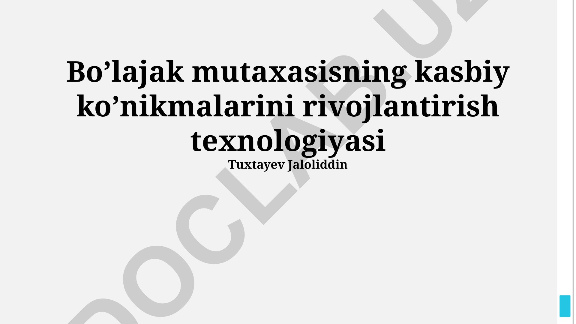 Bo’lajak mutaxasisning kasbiy ko’nikmalarini rivojlantirish texnologiyasi