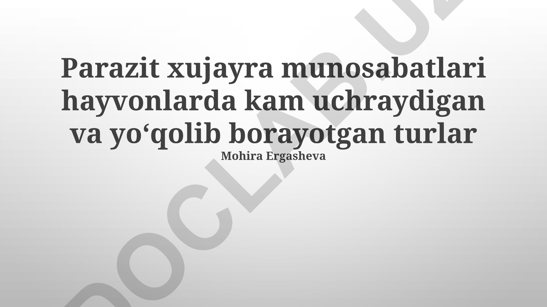 Hayvonlardagi parazit-xost munosabatlari va yo'qolib borayotgan turlar