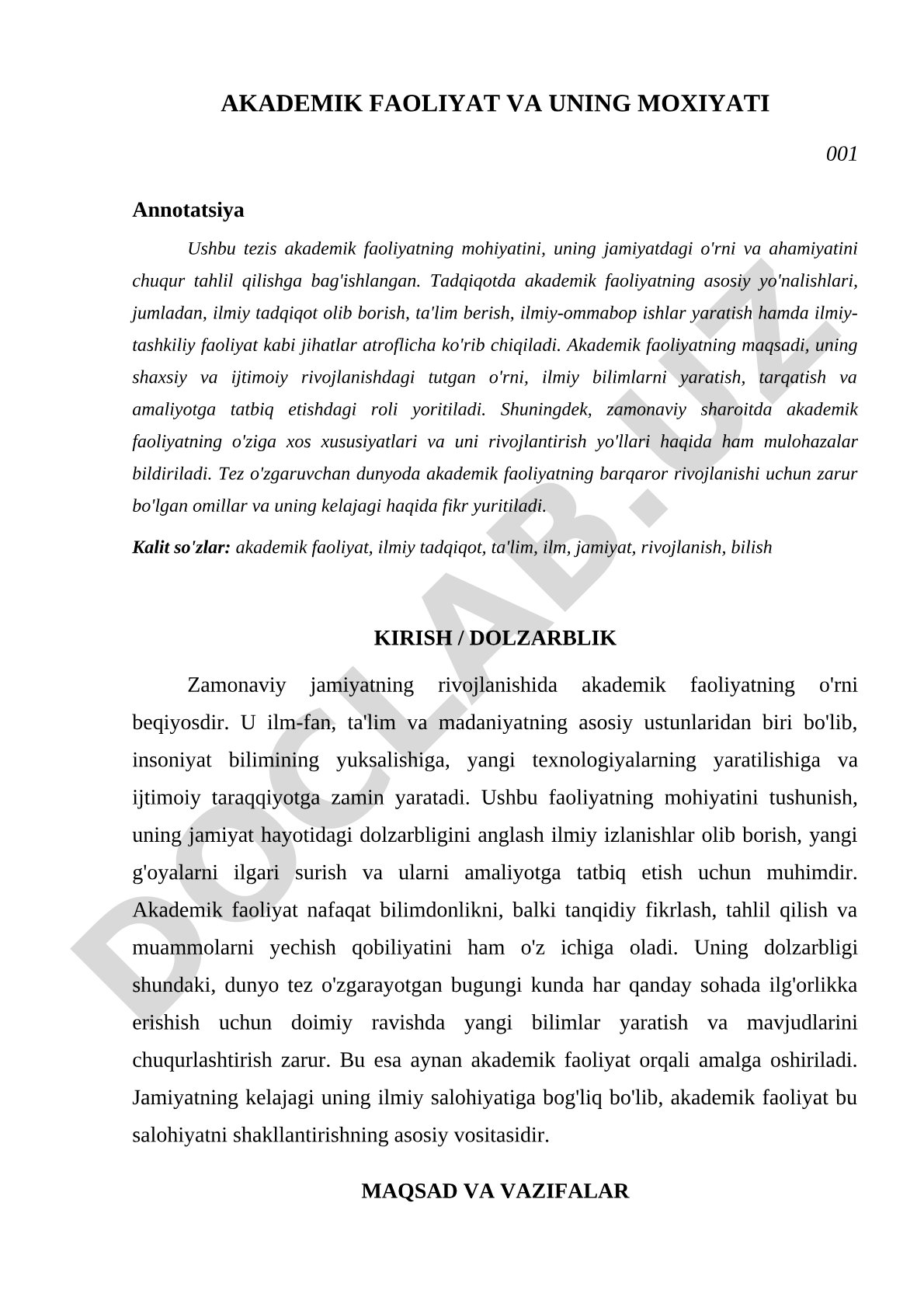 Akademik faoliyat va uning mohiyati