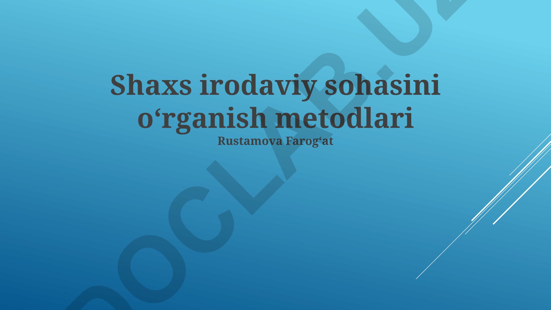 Shaxs irodaviy sohasini oʻrganish metodlari