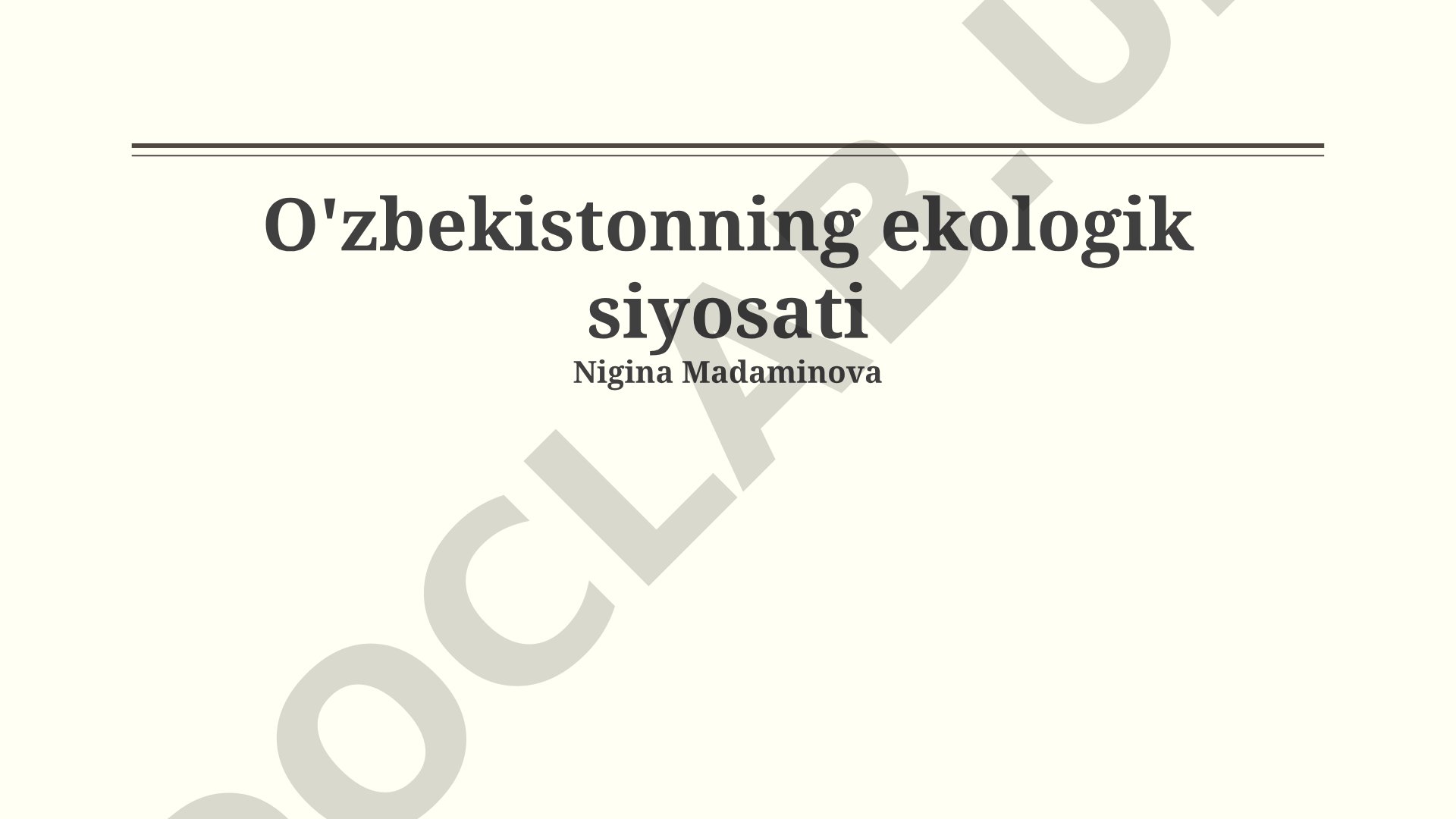 O'zbekistonning ekologik siyosati