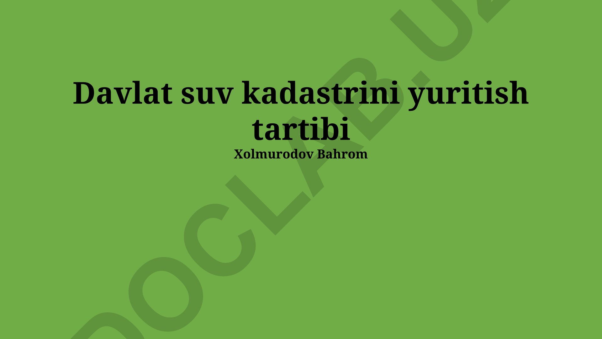 Davlat suv kadastrini yuritish tartibi