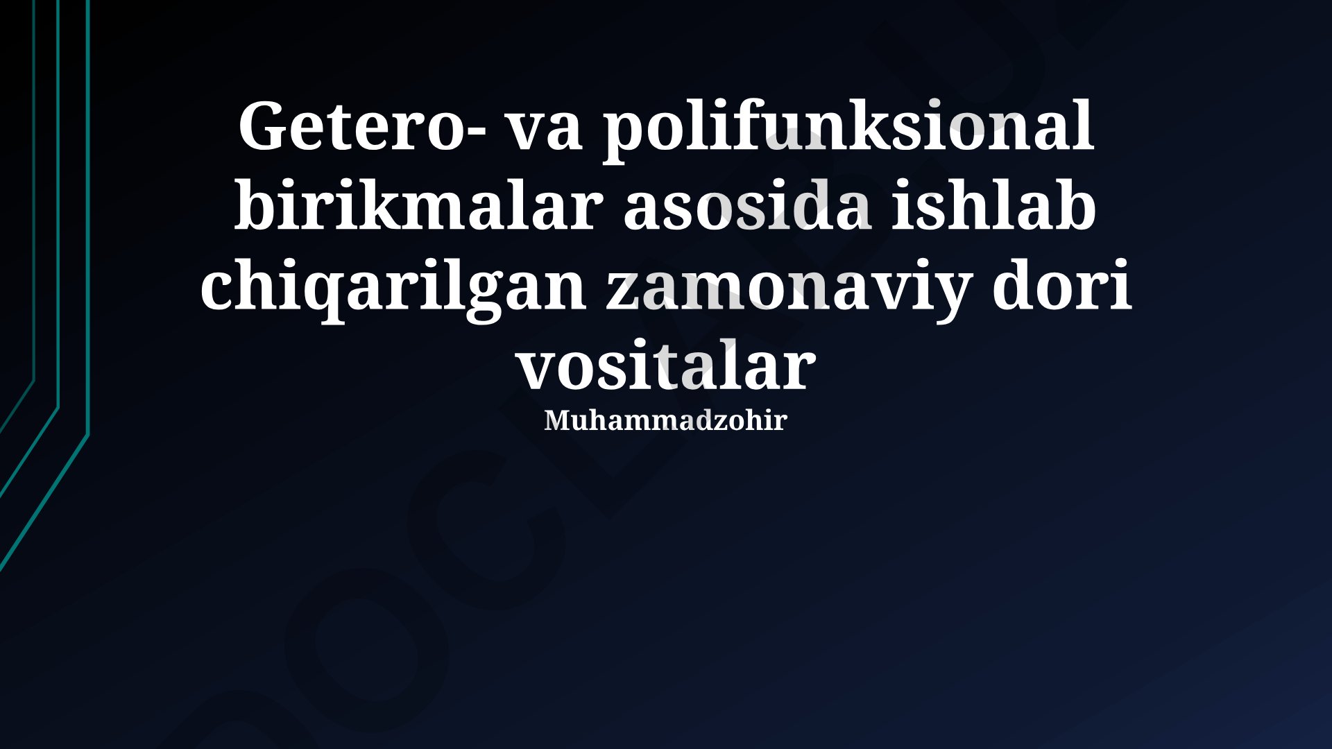 Getero- va polifunksional birikmalar asosida ishlab chiqarilgan zamonaviy dori vositalar