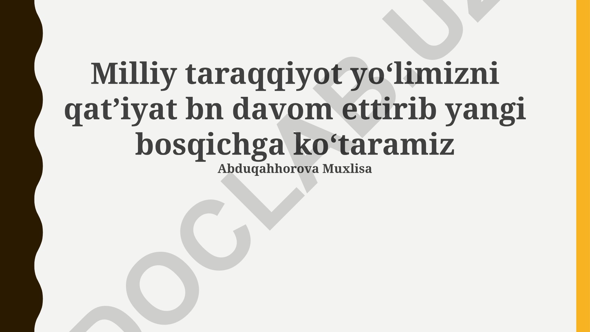 Milliy taraqqiyot yoʻlimizni qatʼiyat bn davom ettirib yangi bosqichga koʻtaramiz