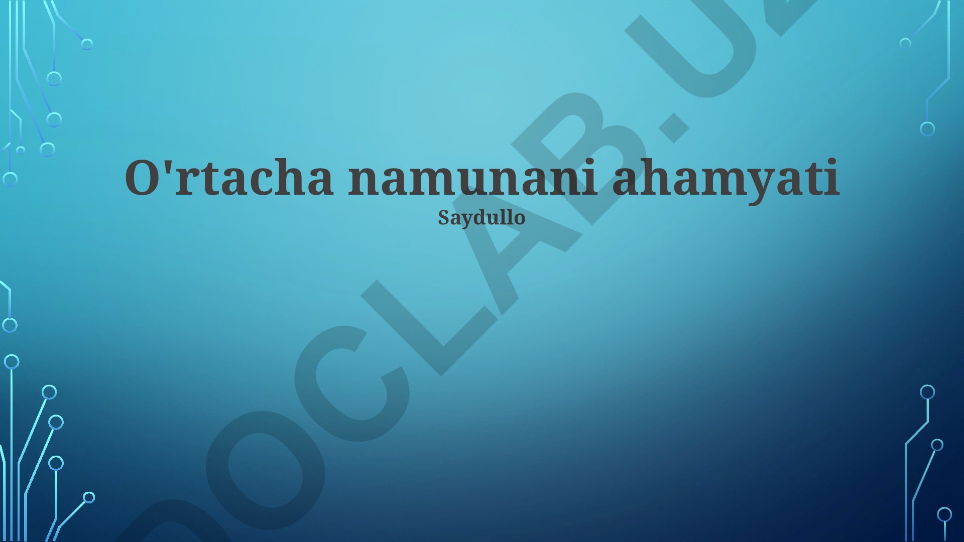 O'rtacha namunaning ahamiyati va hisoblash usullari