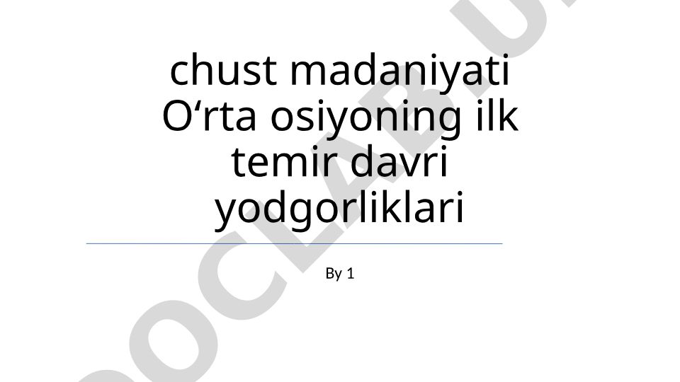 Chust madaniyati: Oʻrta Osiyoning ilk temir davri yodgorliklari