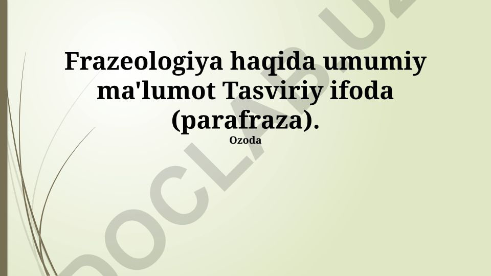 Frazeologiya va majozli ifodalar haqida umumiy ma'lumot