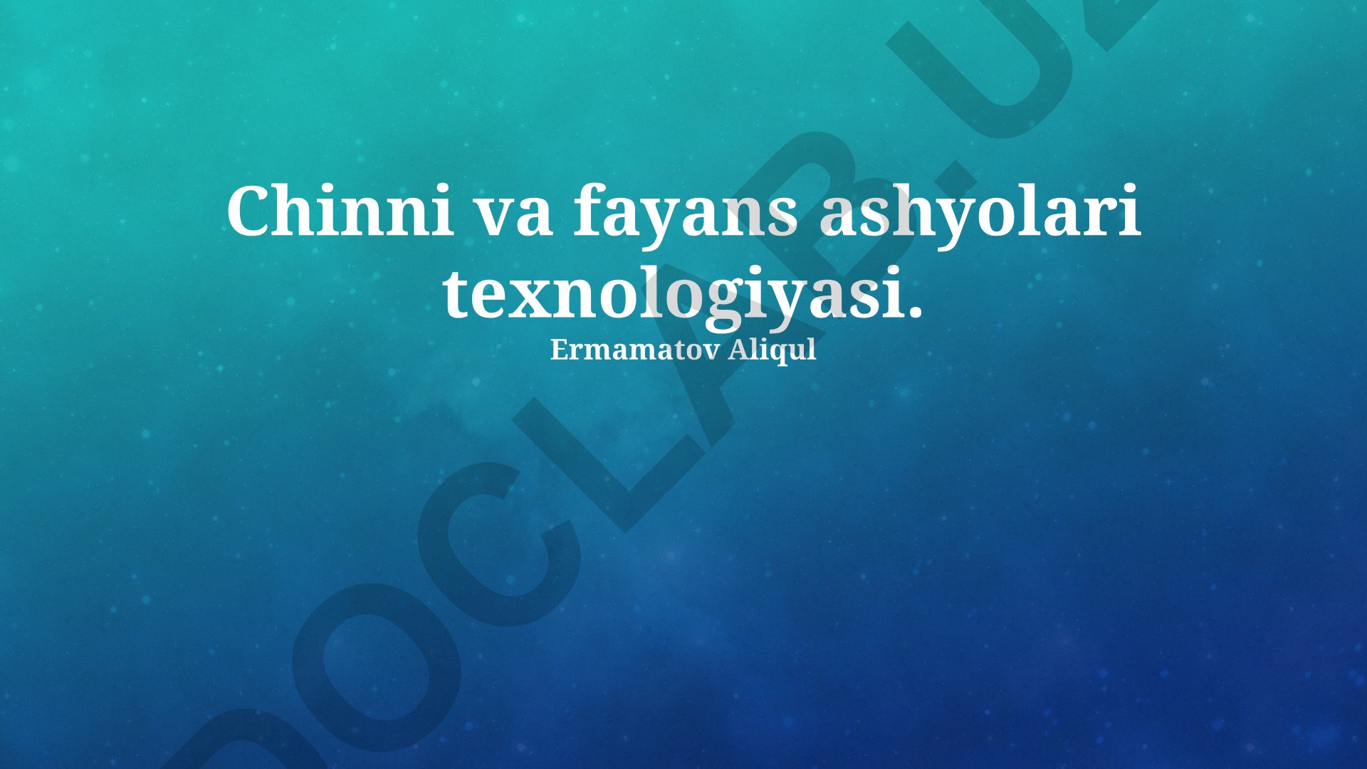 Chinni va fayans ashyolari texnologiyasi