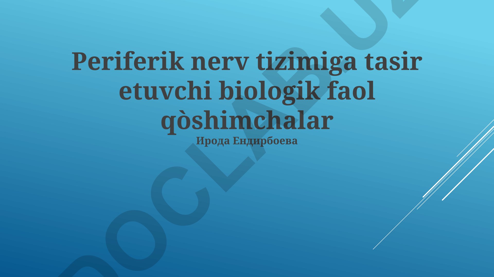 Periferik nerv tizimiga tasir etuvchi biologik faol qo'shimchalar