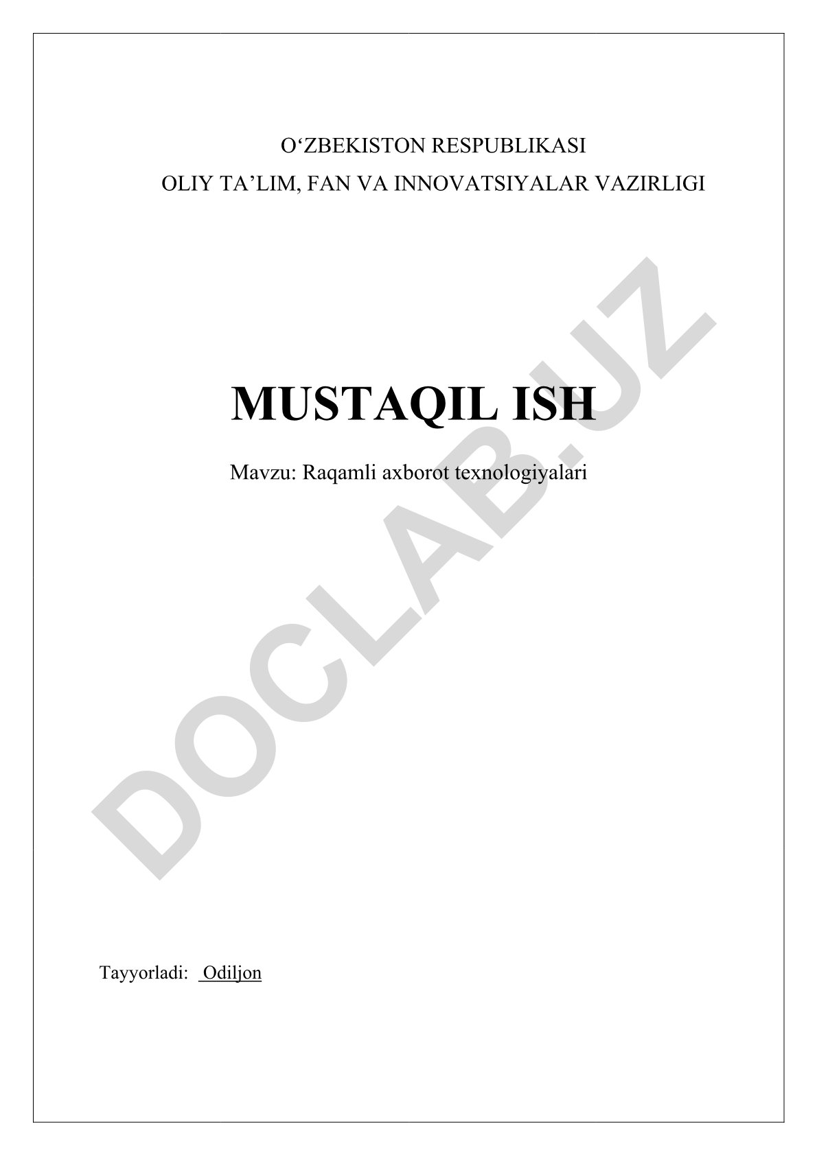 Raqamli axborot texnologiyalari