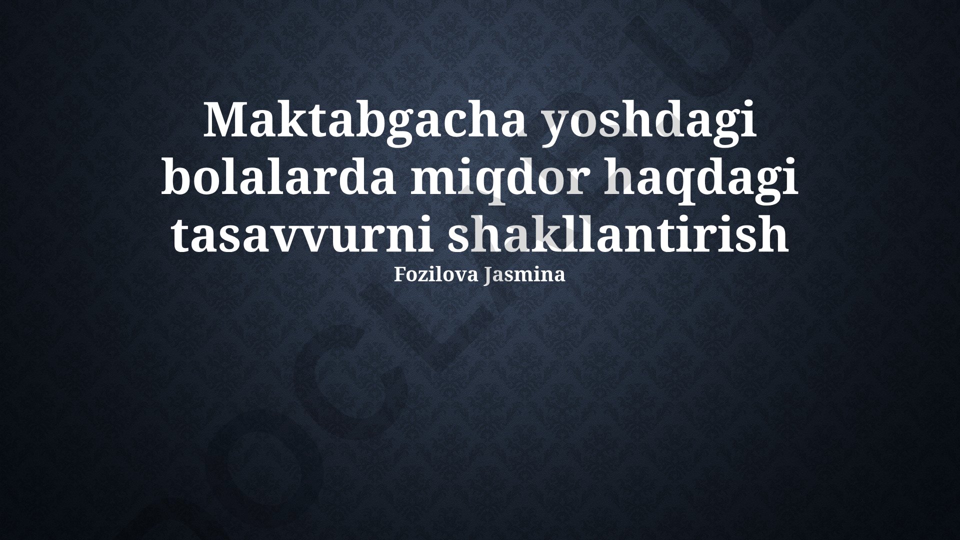 Maktabgacha yoshdagi bolalarda miqdor haqdagi tasavvurni shakllantirish
