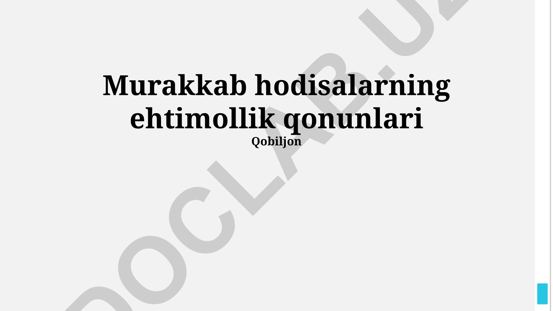 Murakkab hodisalarning ehtimollik qonunlari