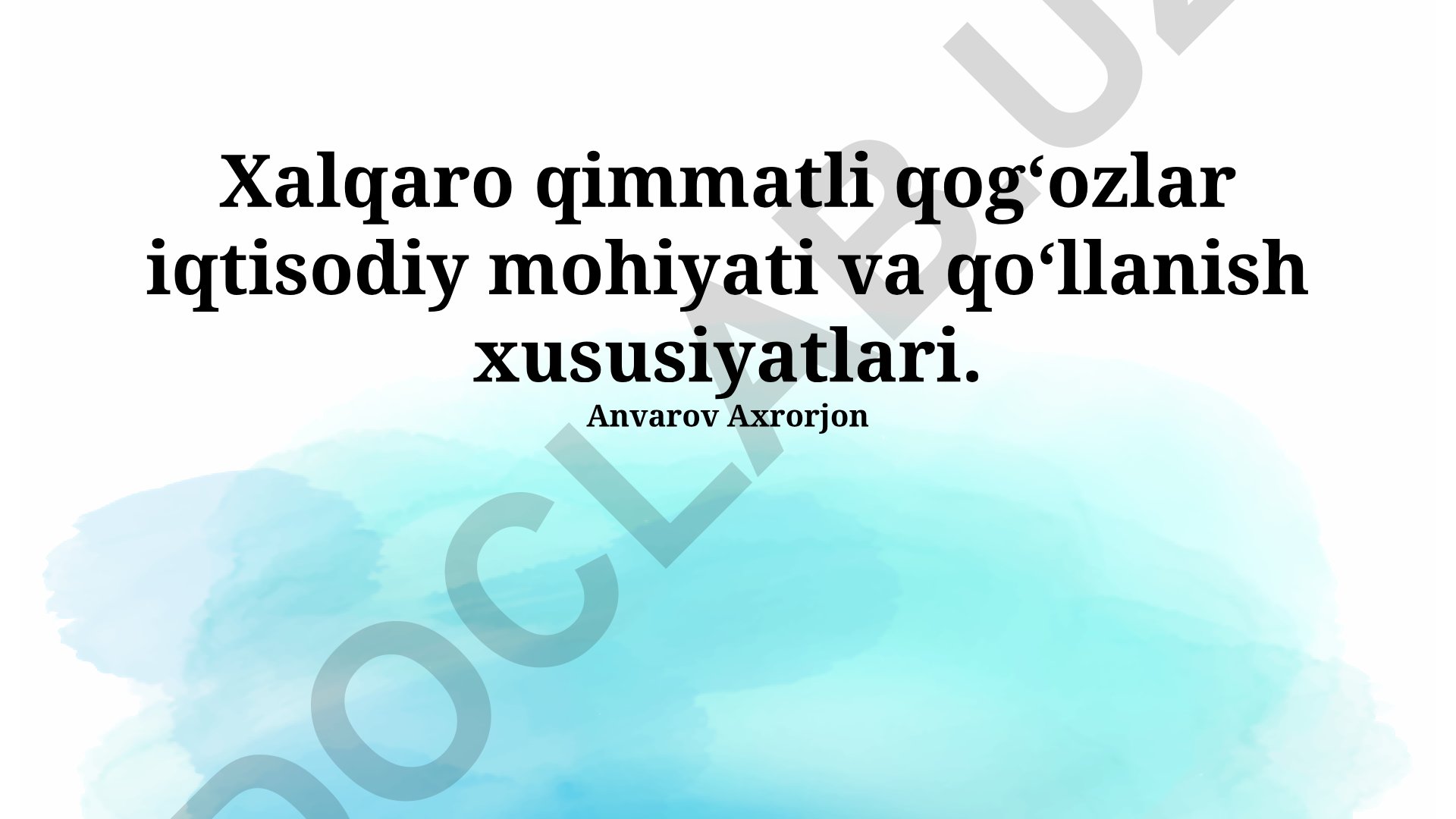 Xalqaro qimmatli qog'ozlar iqtisodiy mohiyati va qo'llanish xususiyatlari