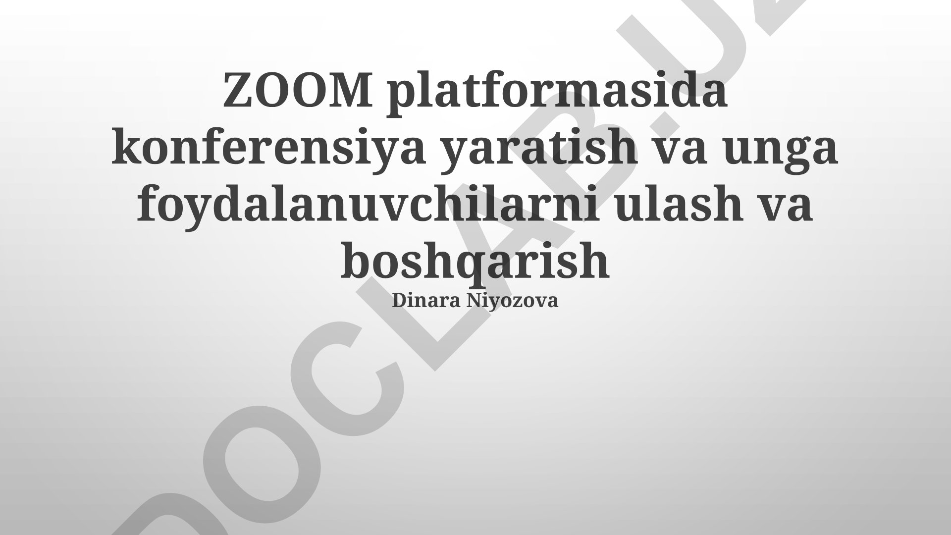 Zoom platformasida konferensiya yaratish va boshqarish