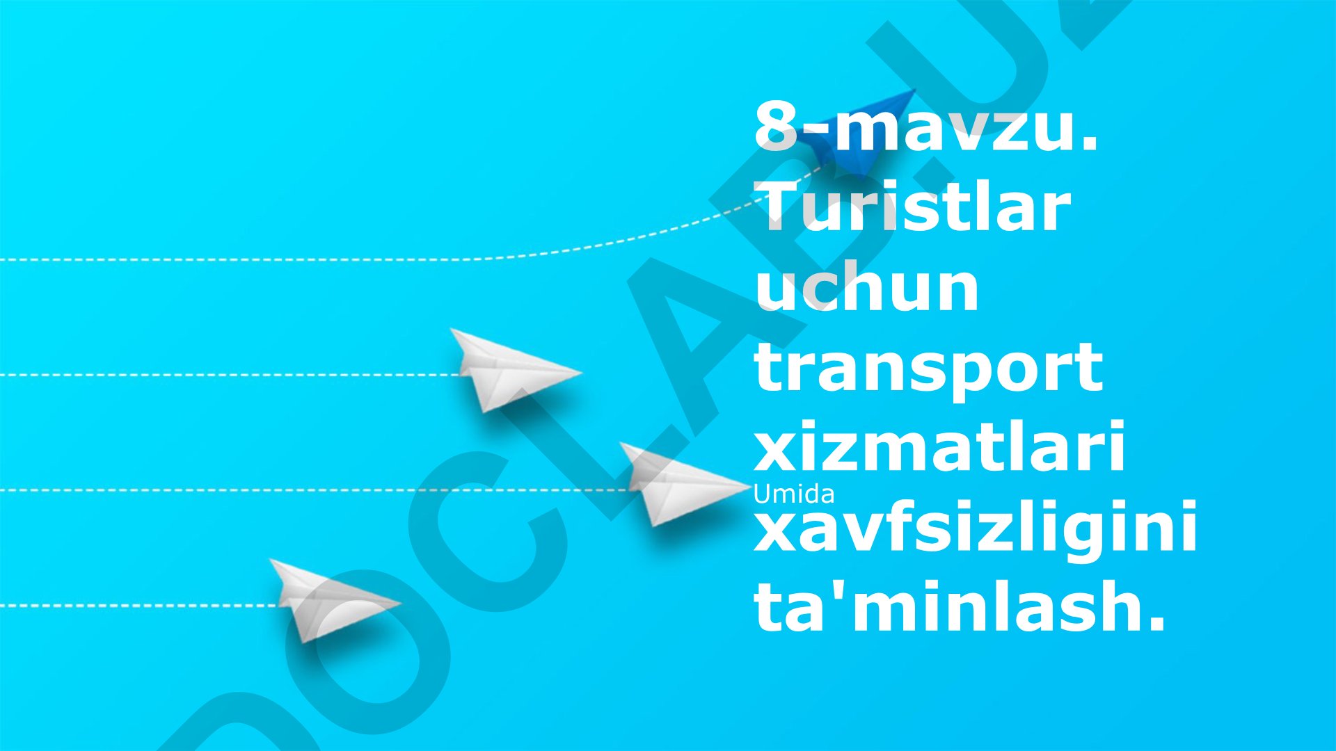 Turistlar uchun transport xizmatlari xavfsizligini ta'minlash