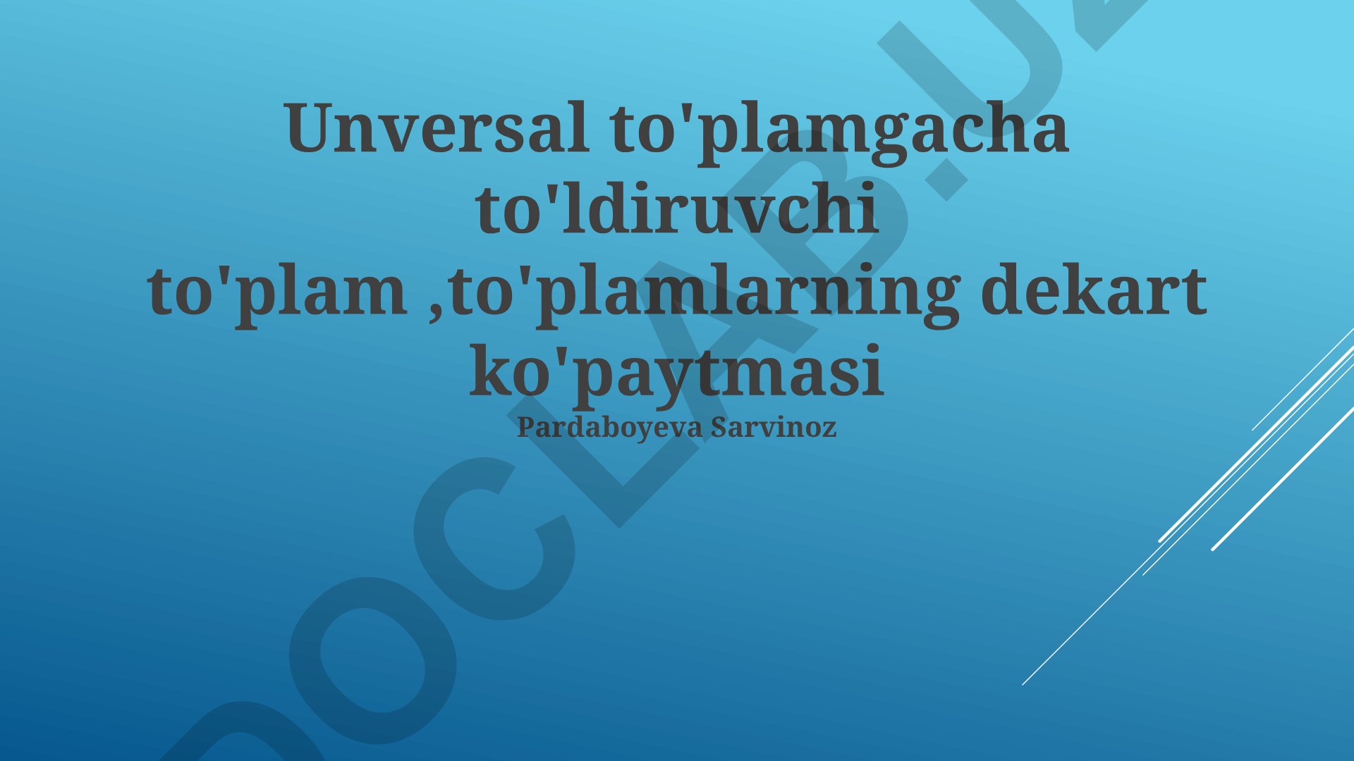 To'plamlar nazariyasi: operatsiyalar va xossalari