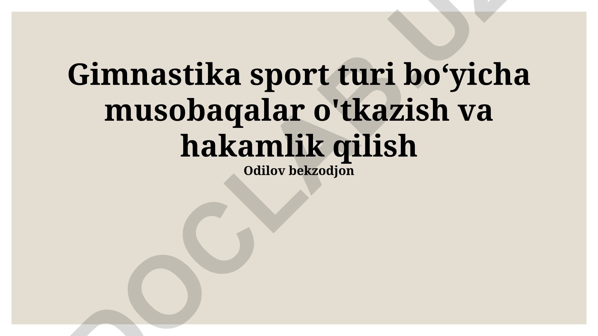 Gimnastika musobaqalarini o'tkazish va hakamlik qilish