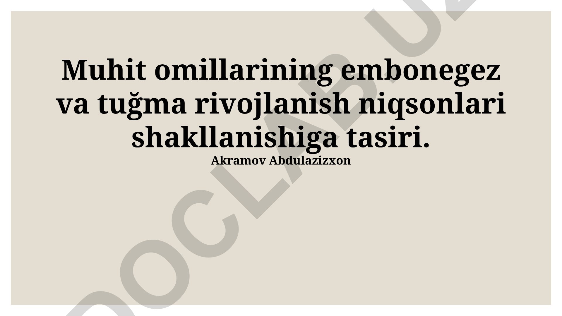 Muhit omillarining embriogenez va tug'ma rivojlanish nuqsonlari shakllanishiga ta'siri