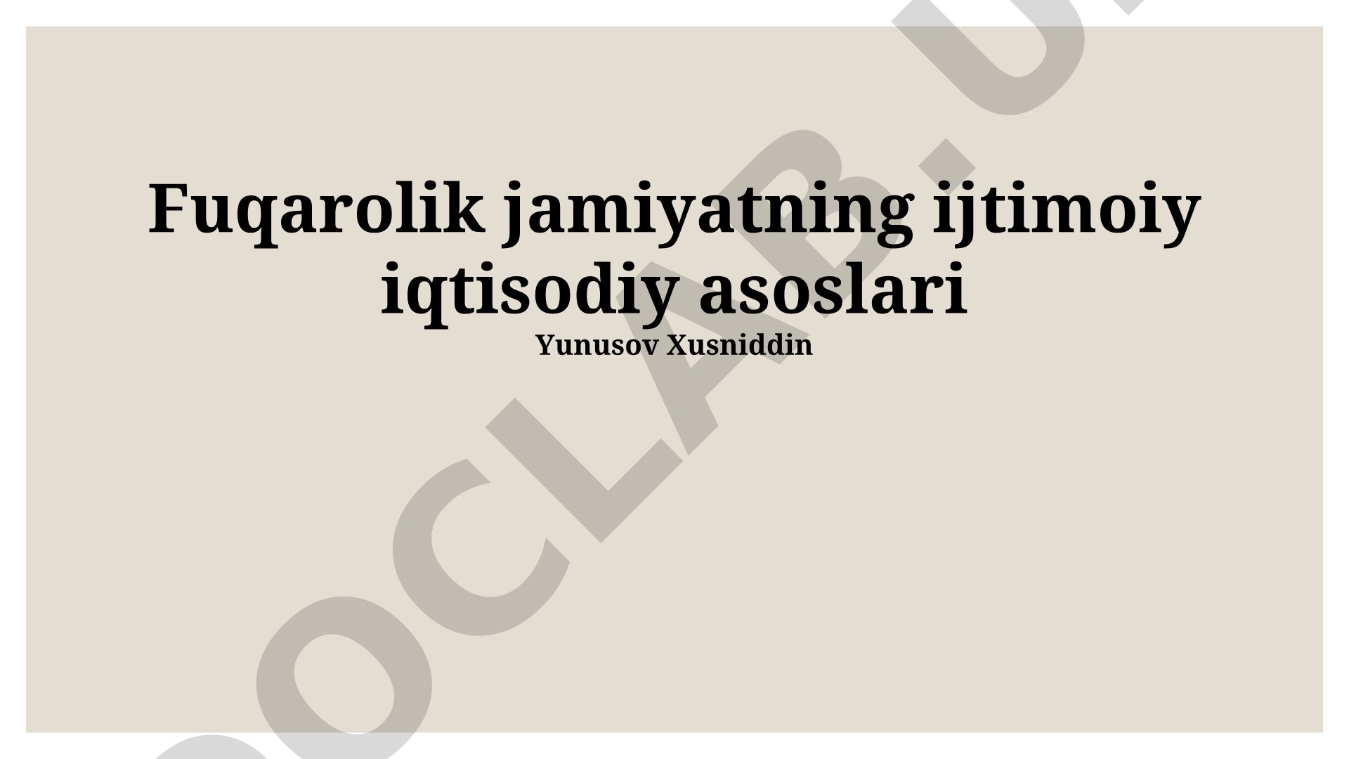Fuqarolik jamiyatining ijtimoiy iqtisodiy asoslari
