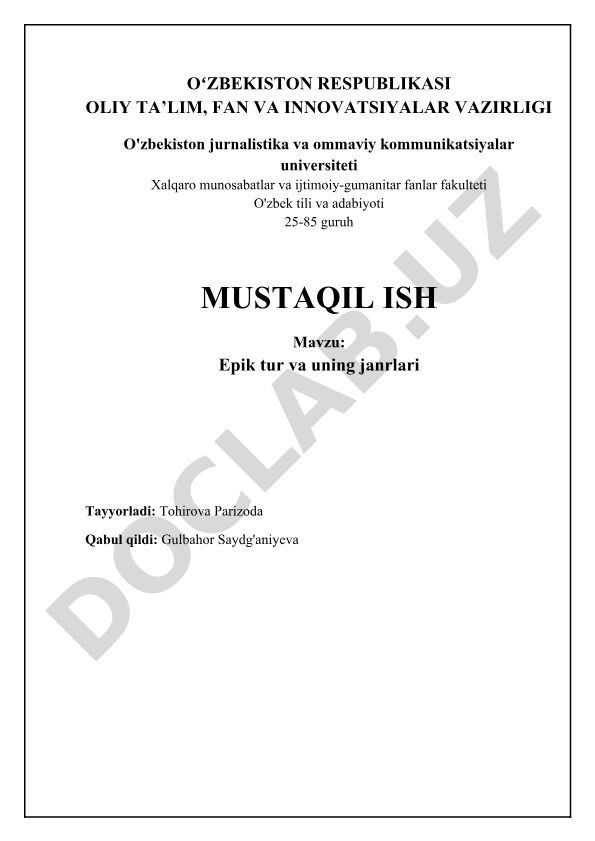 Epik tur va uning janrlari