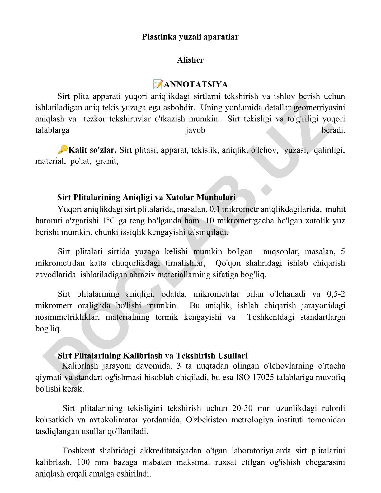 Sirt plita apparatlari: aniqligi va xatolar manbalari