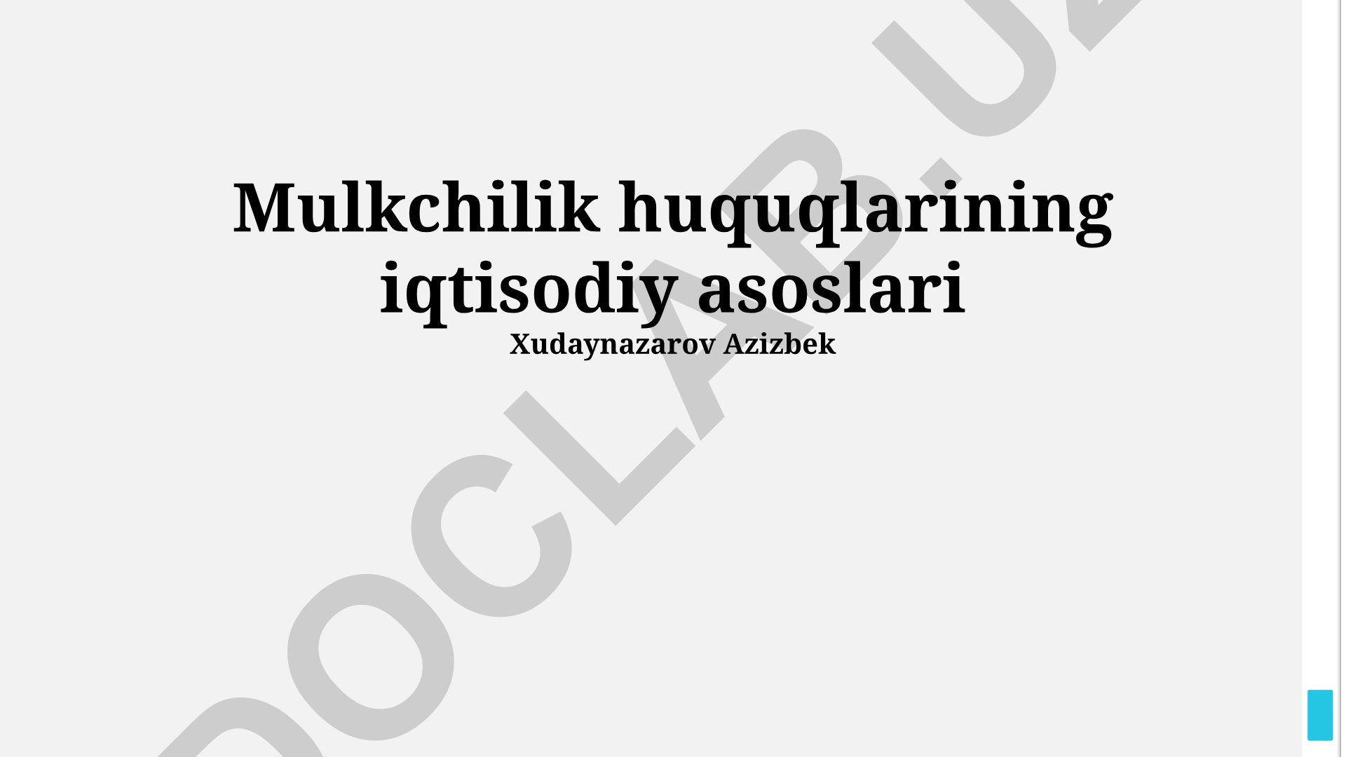 Mulkchilik huquqlarining iqtisodiy asoslari