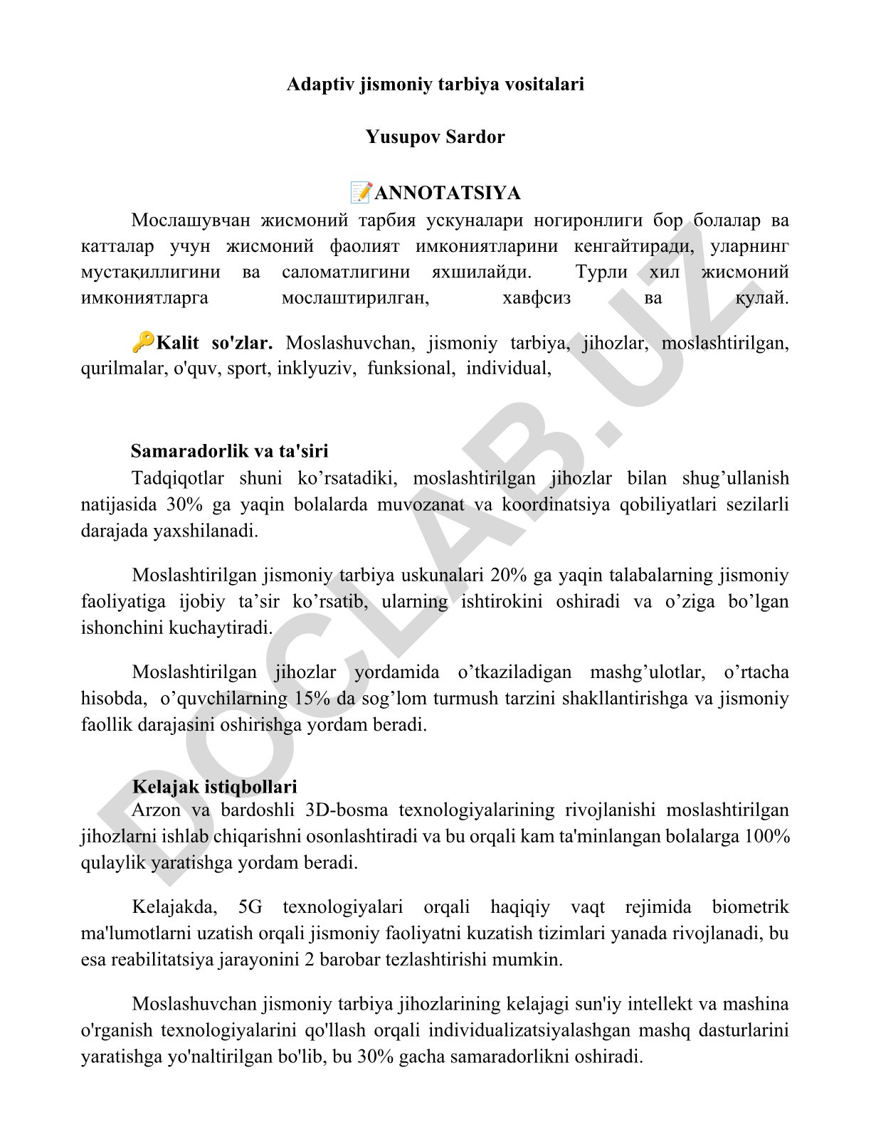 Adaptiv jismoniy tarbiya vositalari