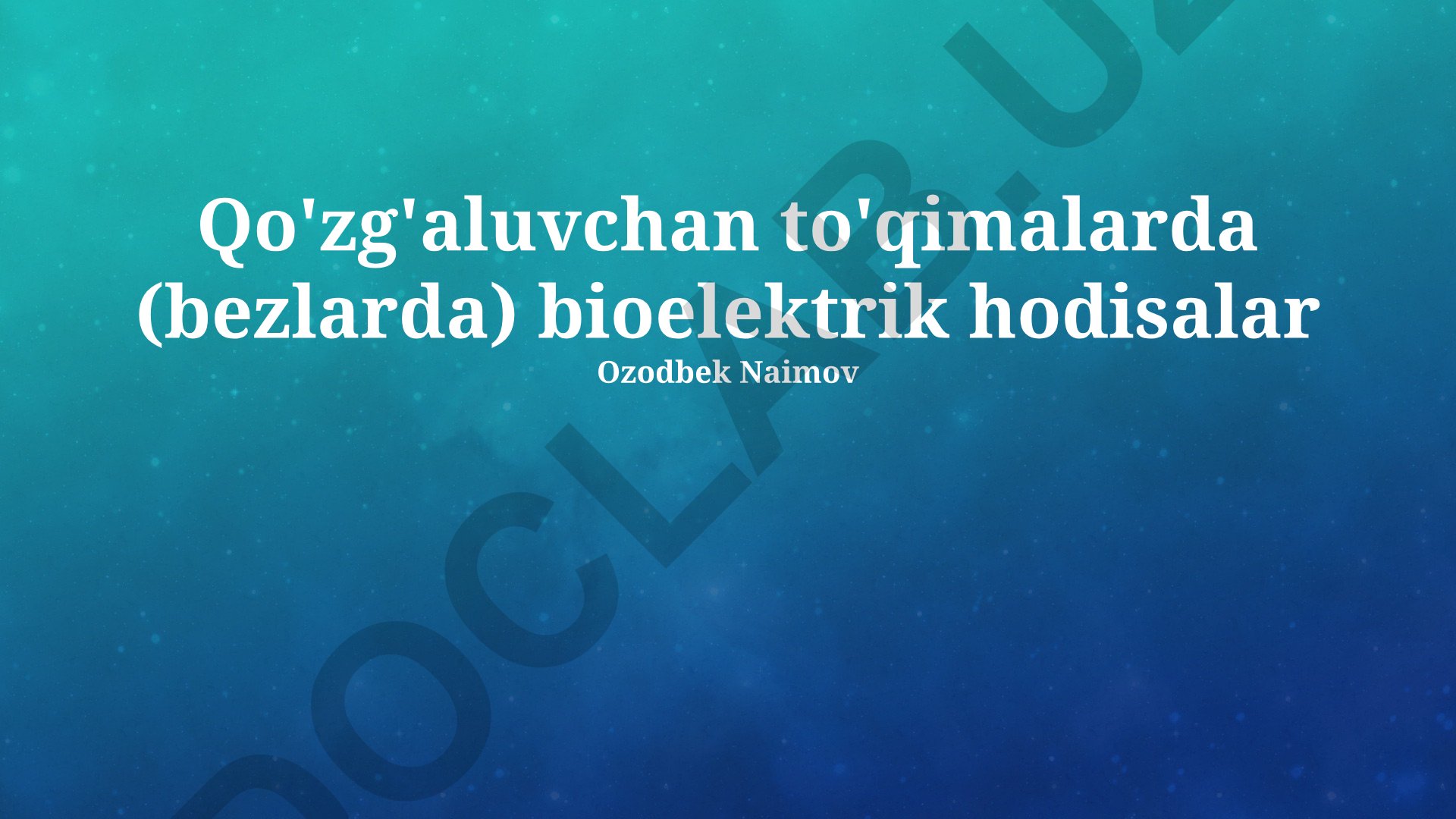 Qo'zg'aluvchan to'qimalarda (bezlarda) bioelektrik hodisalar