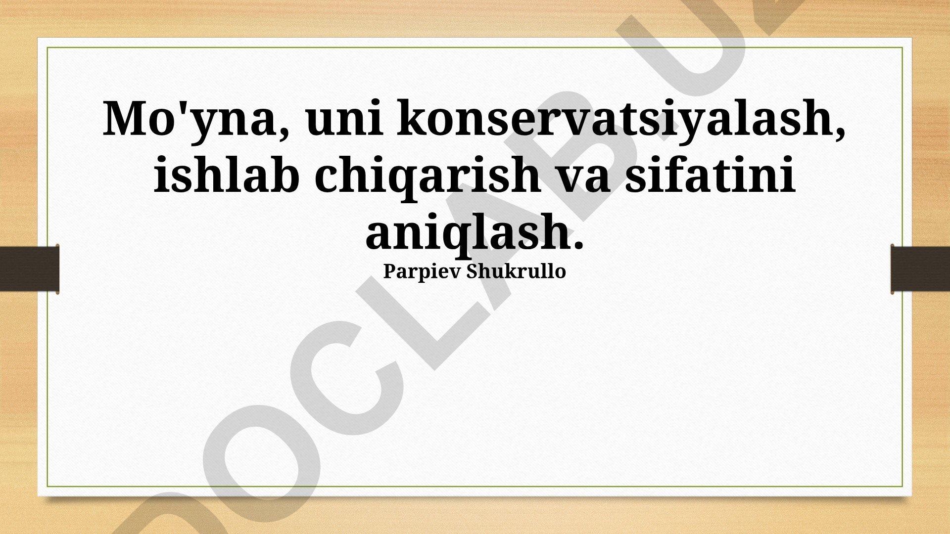 Mo'yna terisini pardozlash, saqlash va sifat nazorati