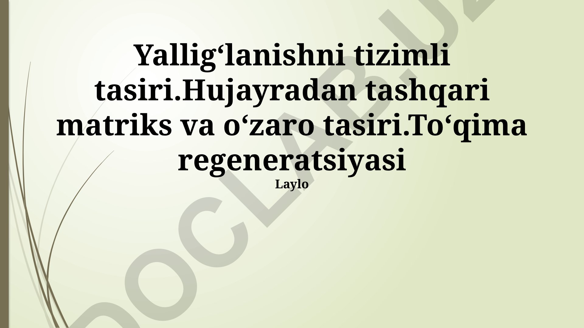 Yallig'lanishning sistemali ta'sirlari va to'qimalar regeneratsiyasi