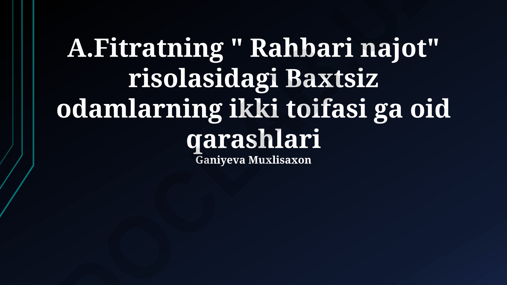 Fitratning "Rahbari Najot" risolasida baxtsiz odamlarning ikki toifasi va jaholat turlari