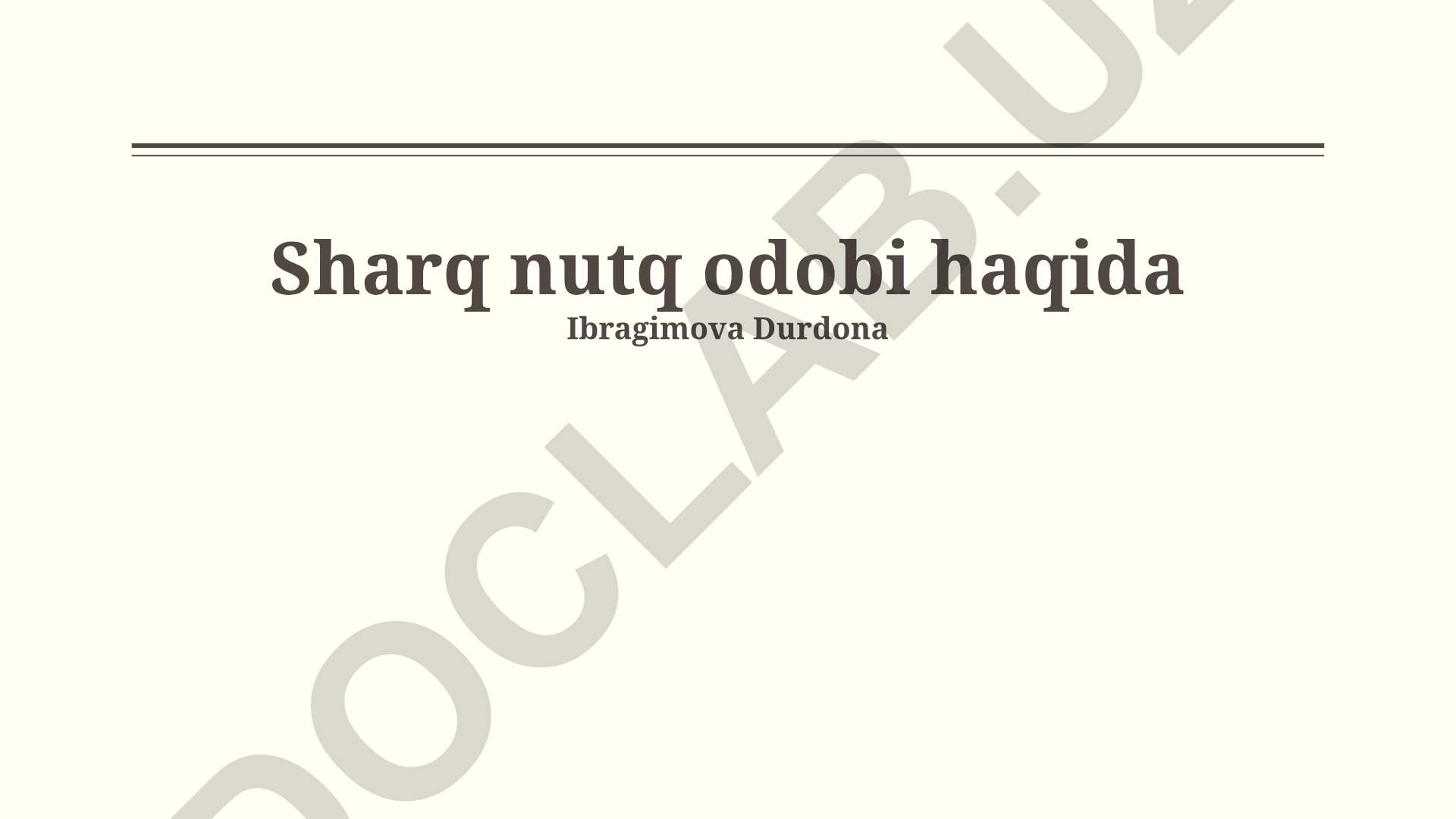 Sharq nutq odobi va muloqot madaniyati