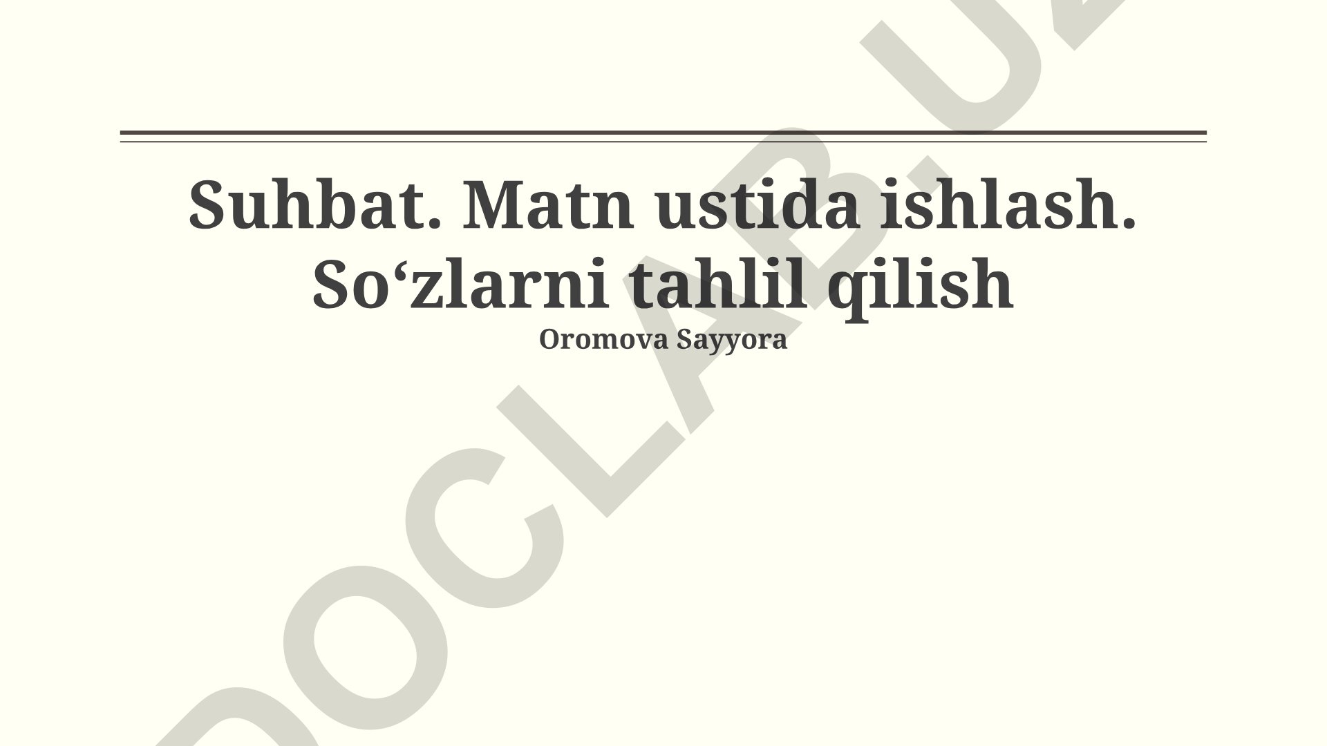 So'zlarni tahlil qilish va matn bilan ishlash