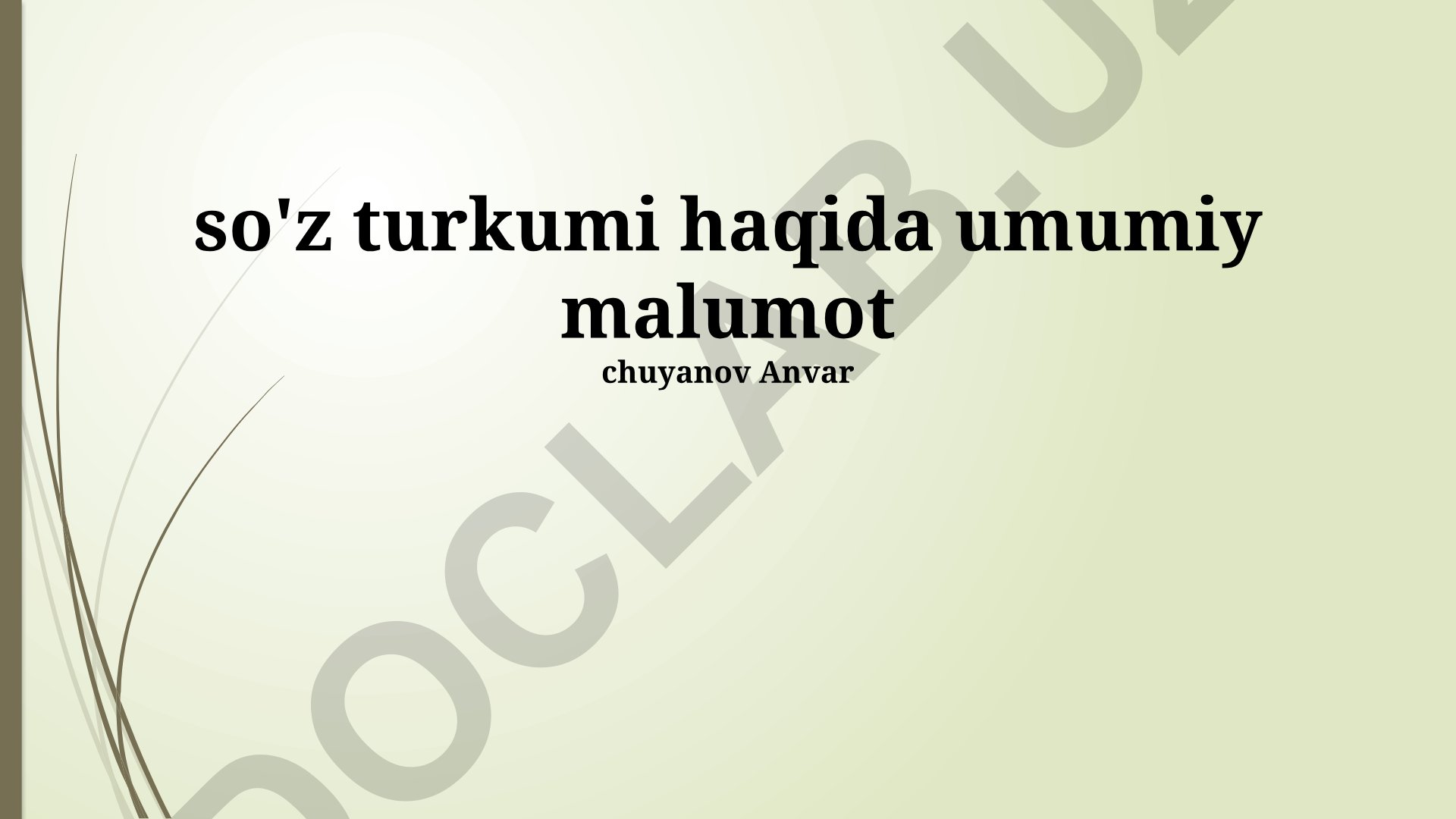 So'z turkumlari xususiyatlari va tasnifi