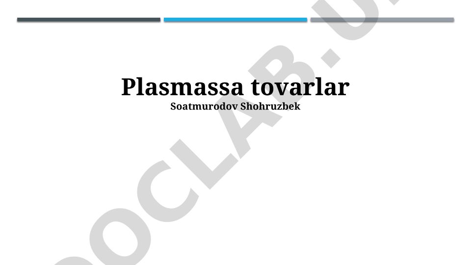 Plasmassa tovarlar ombori boshqaruvi va tahlili