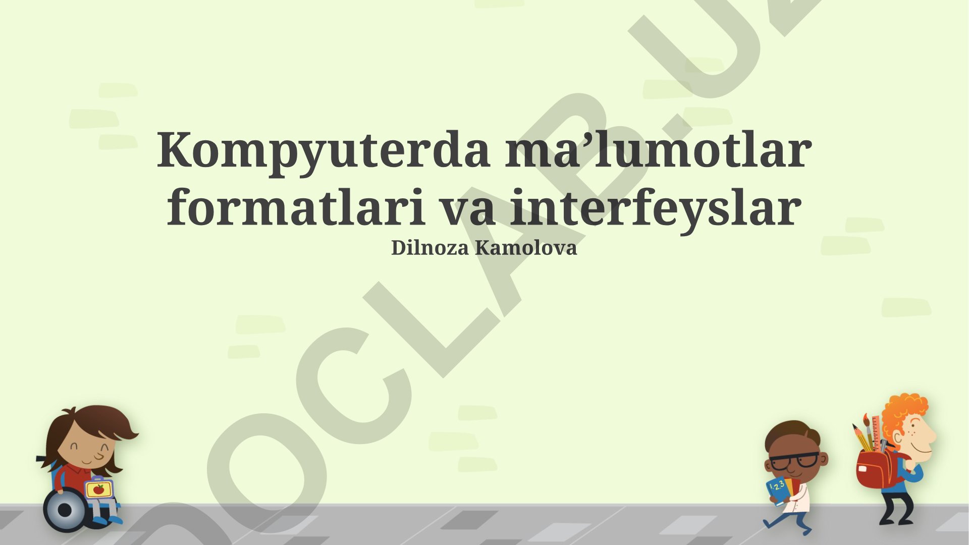 Kompyuterda maʼlumotlar formatlari va interfeyslar
