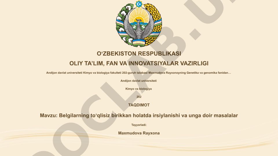 Belgilarning toʻqlisiz birikkan holatda irsiylanishi va unga doir masalalar