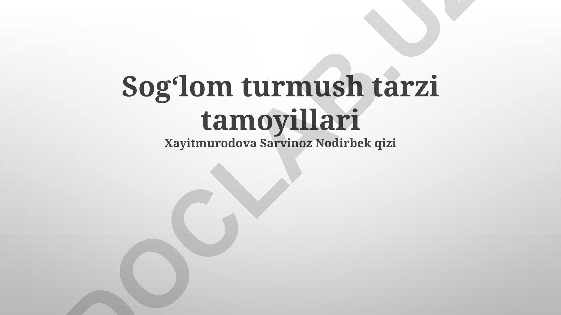 Sogʻlom turmush tarzi tamoyillari