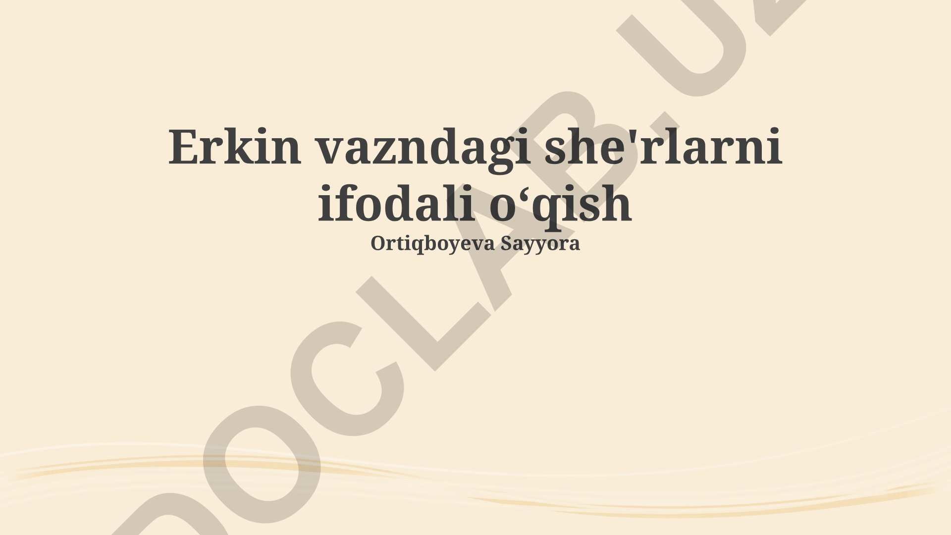 Erkin she'rlarni ifodali o'qish