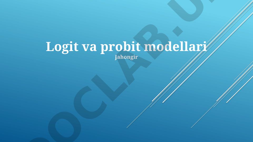 Logit va probit modellari: asosiy tushunchalar, formulalar va amaliy qo'llash