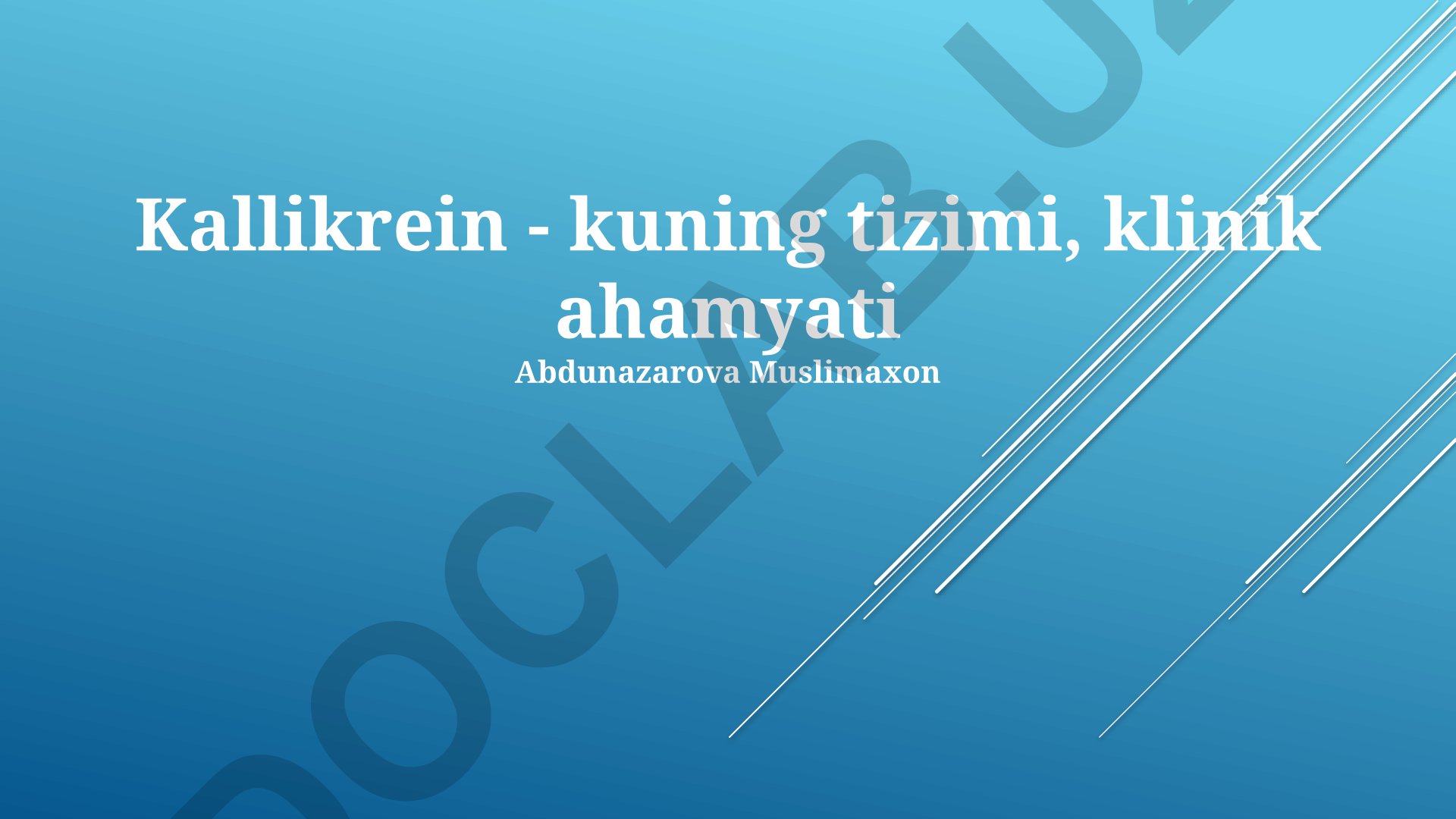 Kallikrein-Kinin Sistemasi va Klinik Ahamiyati