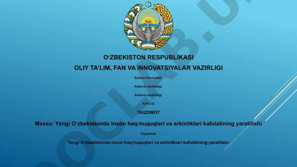 Yangi O‘zbekistonda inson haq-huquqlari va erkinliklari kafolatining yaratilishi