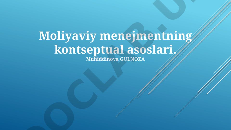 Moliyaviy menejmentning kontseptual asoslari