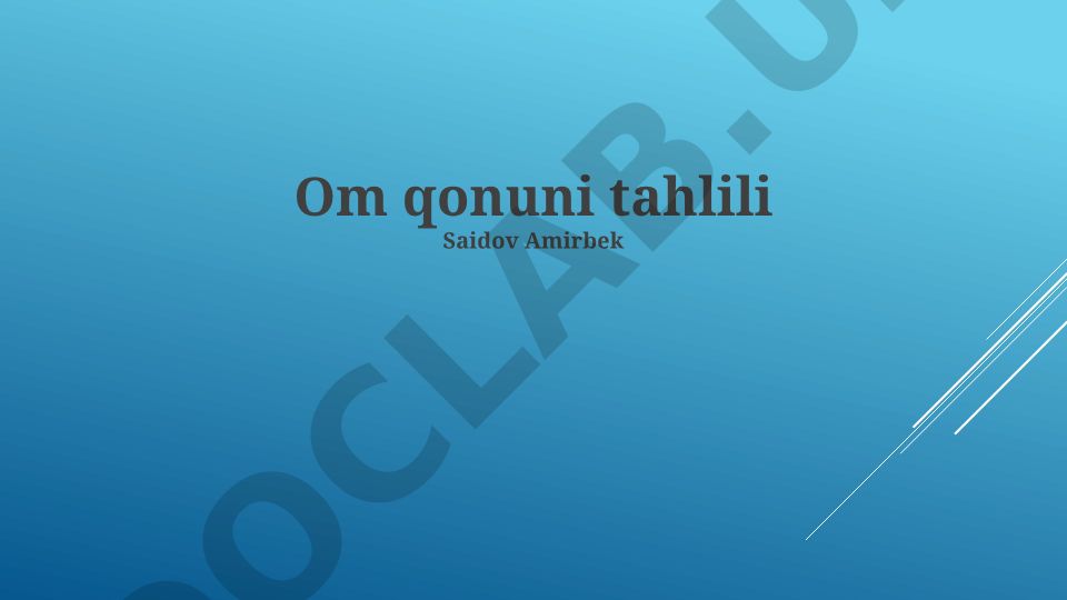 Ohm qonuni tahlili