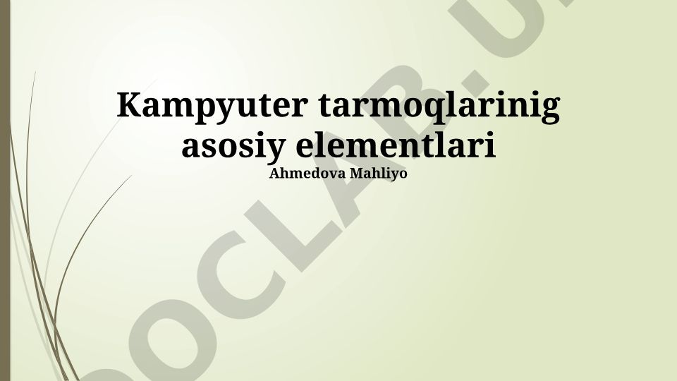 Kompyuter tarmoqlarining asosiy elementlari
