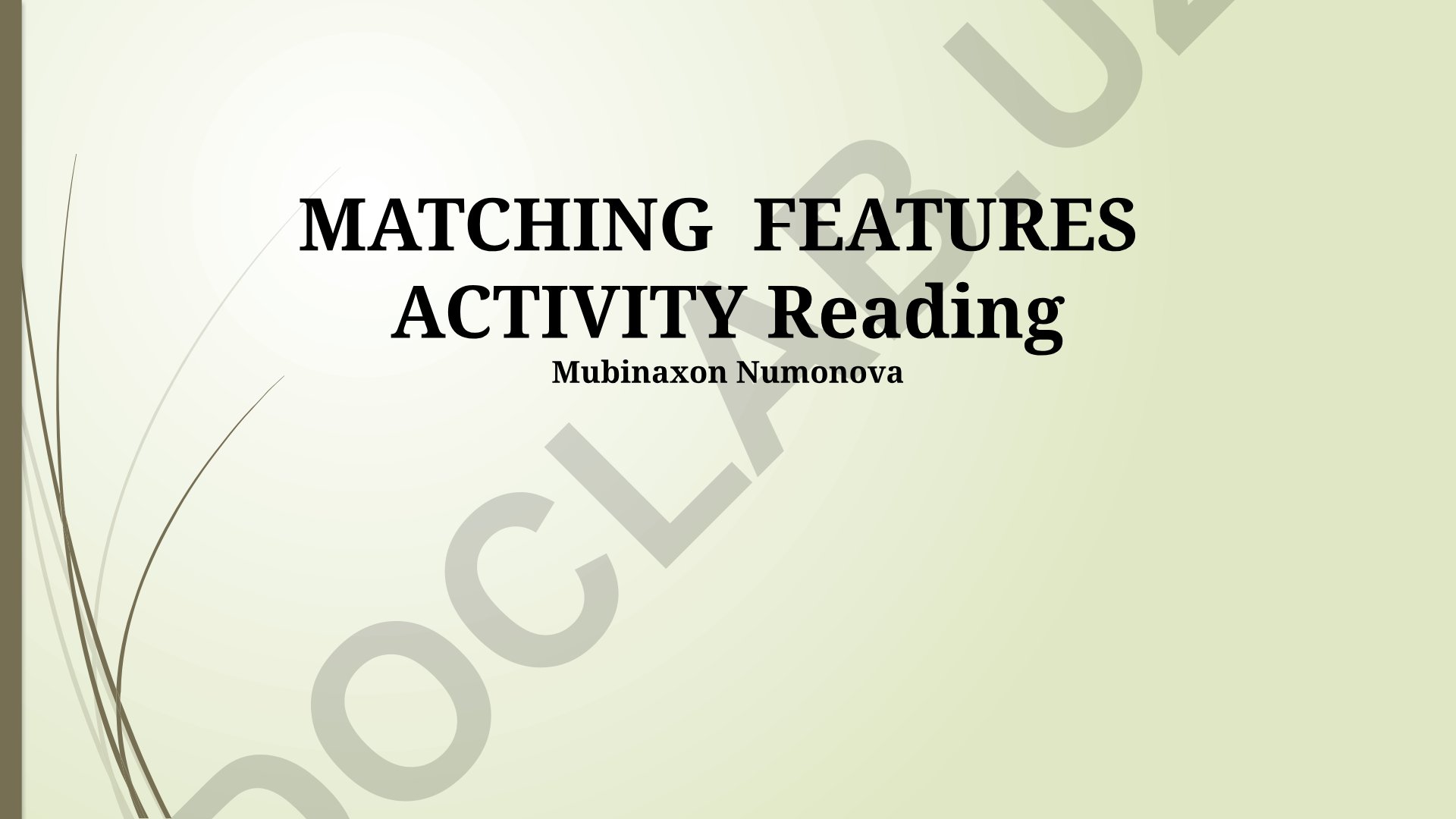 Matching Features Activity Reading