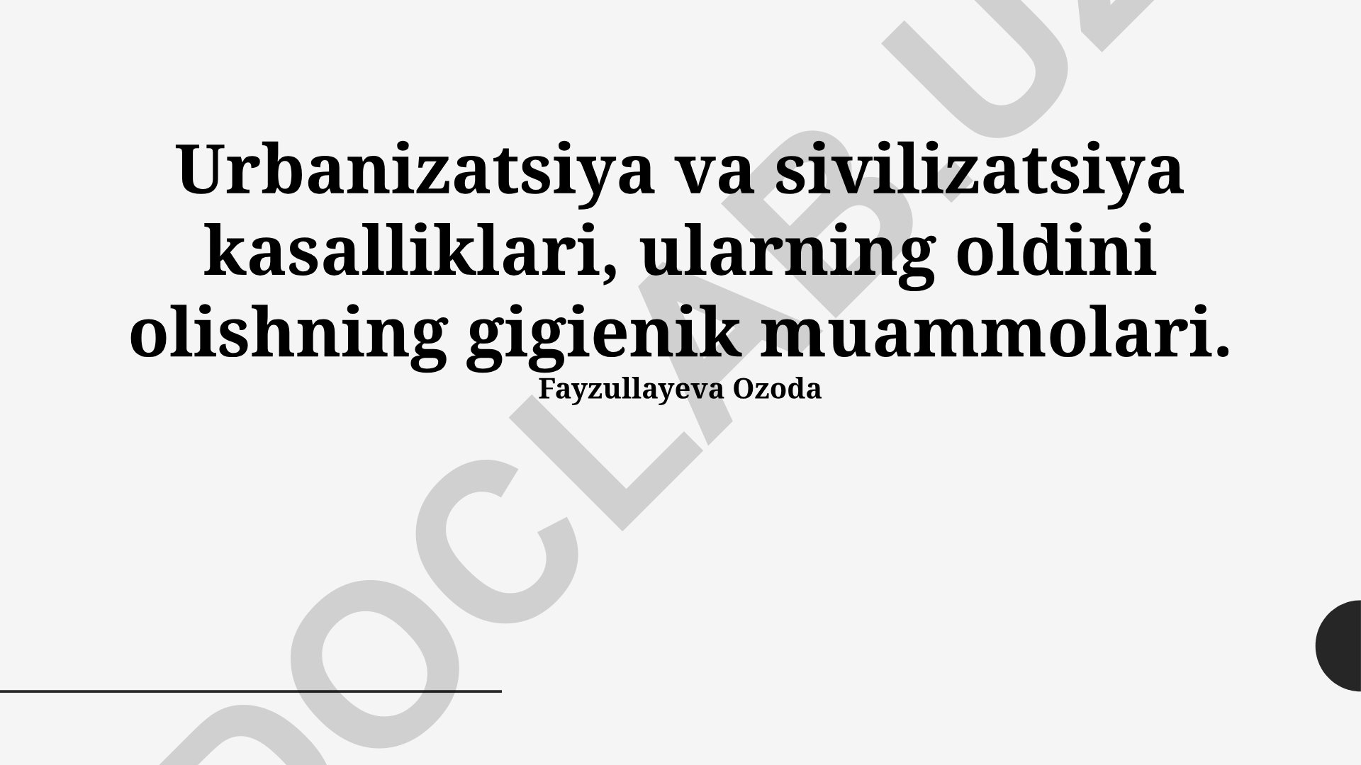 Urbanizatsiya va sivilizatsiya kasalliklari, ularning oldini olishning gigienik muammolari