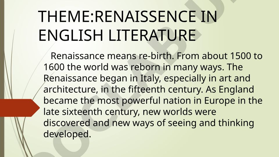 Renaissance in English Literature